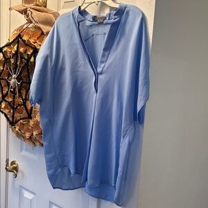 Vince Light Blue Silk V-Neck Blouse